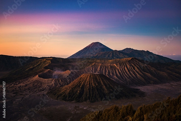 Fototapeta Bromo, Semeru, and Batok volcano mountain in a morning, East Java, Indonesia, Asia