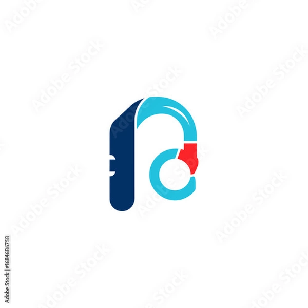 Fototapeta Abstract Logo Design with Blue Red and Dark Blue Elements.