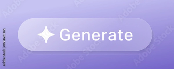 Fototapeta AI generate glass prompt text button for artificial intelligence applications featuring tech interface and glassmorphism modern frame vector gloss design for digital assistant generate and search bar.