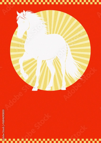 Fototapeta 年賀状×馬(白)