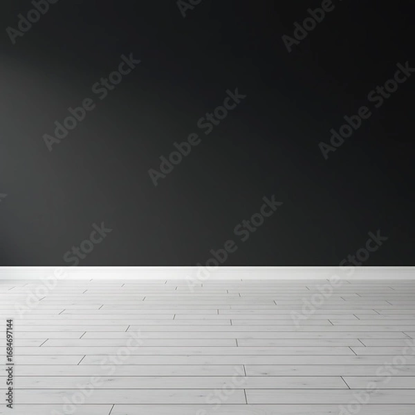 Obraz 黒壁と白木の床：静寂の空間