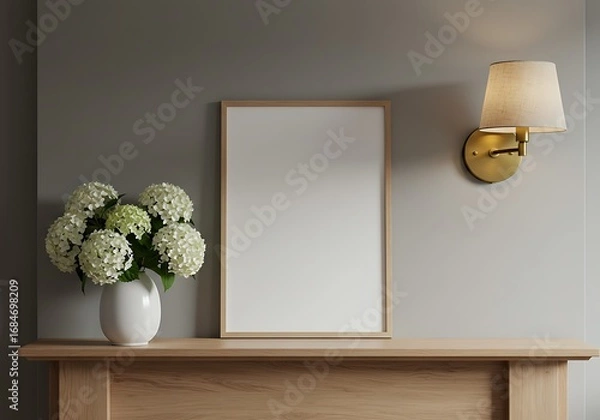 Obraz 木肌と白の静寂 柔らかな光と花影