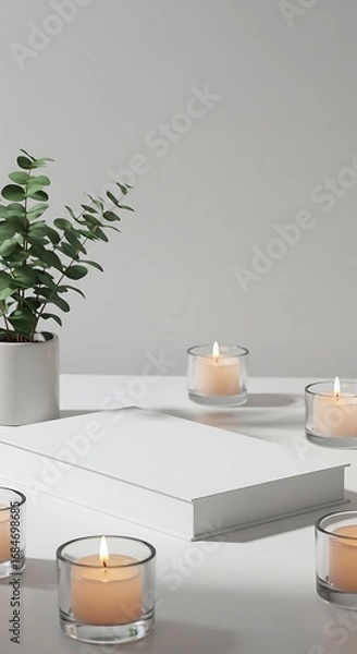 Obraz 静寂の光と緑 白い空間のやすらぎ