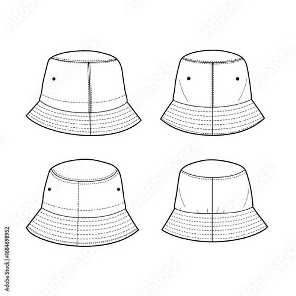 Obraz バケットハット シンプルデザイン 白黒イラスト
