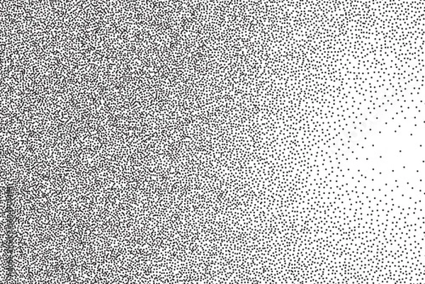 Fototapeta Noise gradation texture background. Vector dotwork monochrome pattern. Abstract grain noise gradient. Black and white overlay. Dotted spray grunge banner.