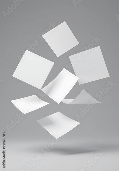 Obraz 空間に舞う白紙、静寂の躍動