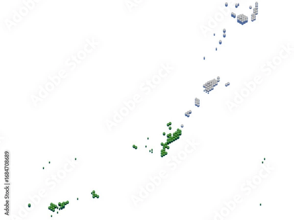 Fototapeta ハニカム構造状の沖縄県の立体地図