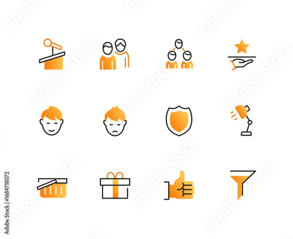 Fototapeta Marketing and business - set of line design style icons