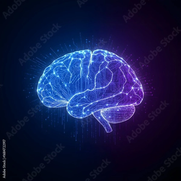 Fototapeta High-Tech Brain with Binary Code Art