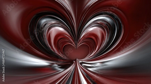 Fototapeta Abstract heart-shaped design with metallic and burgundy hues