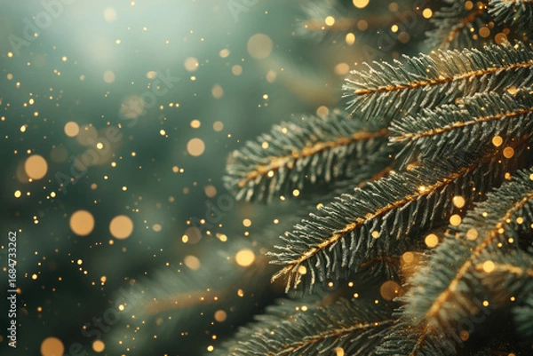 Fototapeta A Realistic Outdoor Christmas Scene With Pine Tree