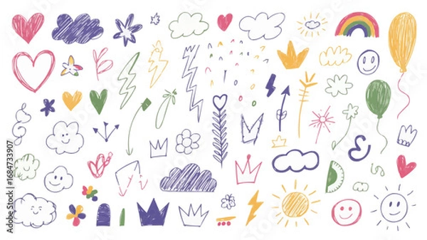 Fototapeta Seamless Pattern with Hand Drawn Abstract Doodles
