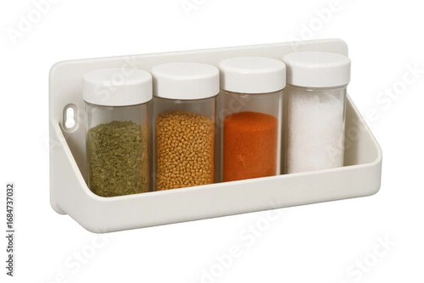 Fototapeta Spice rack holding various spices on transparent background