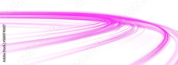 Fototapeta Abstract glowing curved lines and dynamic wave trails with neon light effect — futuristic vector PNG for digital backgrounds
