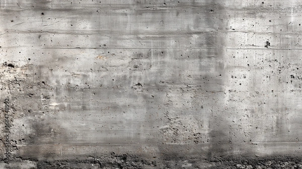 Fototapeta Grungy concrete wall texture with weathered surface, stains, and rough imperfections in a grey industrial style background

