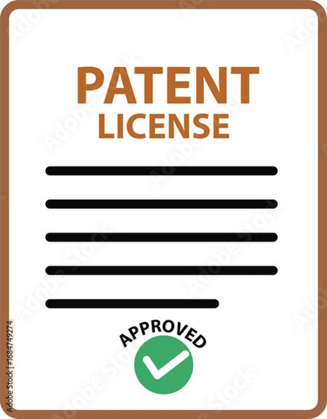 Fototapeta Patent license business document with approved stamp. Patented document with approved stamp sign. Patent document concept. flat style.