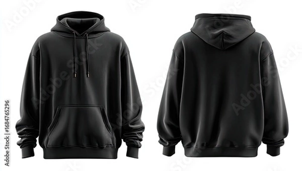 Fototapeta Front and back view of a black hoodie (1)