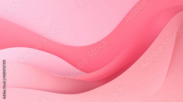 Fototapeta Abstract Pink Background with Smooth Flowing Gradient Waves, Soft 3D Layered Design for Modern Graphic or Web Use

