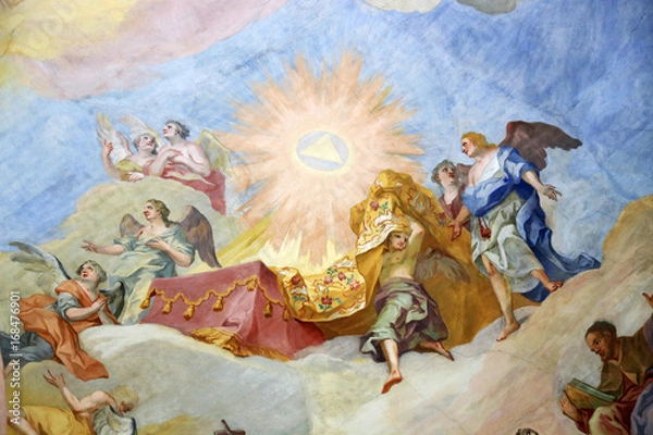 Obraz Rococo old religious shows painted on the ceiling of the church