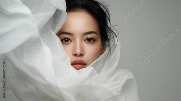 Obraz ベールのような白い布をまとった意志の強そうな女性
