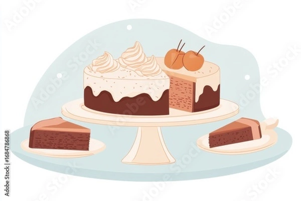 Fototapeta Delicious chocolate cake presentation bakery dessert image bright environment aesthetic viewpoint