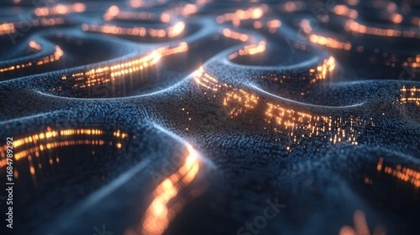 Fototapeta Machine learning algorithm visualized in futuristic.