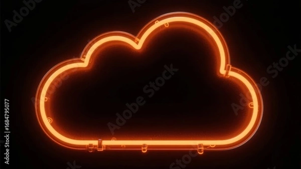 Obraz Glowing Neon Cloud Shape on Dark Background