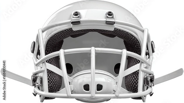 Fototapeta Front view of a pristine white American football helmet with a facemask