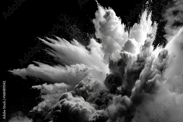 Obraz Explosive black cloud particles create a dramatic atmospheric display in a darkened background, capturing motion and energy in a fascinating visual moment