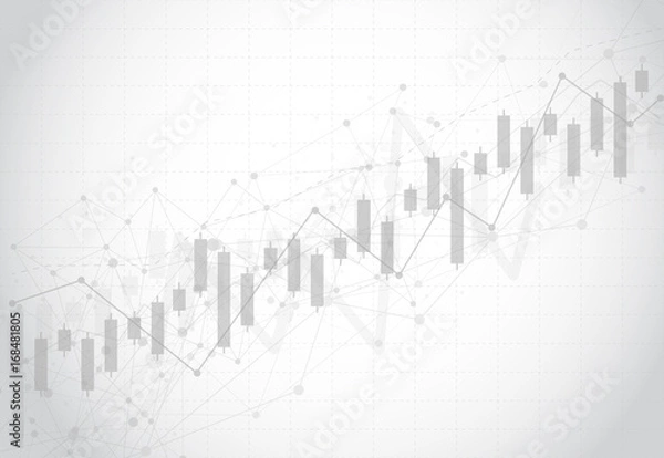 Obraz Business Candle Stick wykres handlu inwestycjami na giełdę na ciemne projektowanie tła. Pullish Point, Trend wykresu. Ilustracja wektorowa
