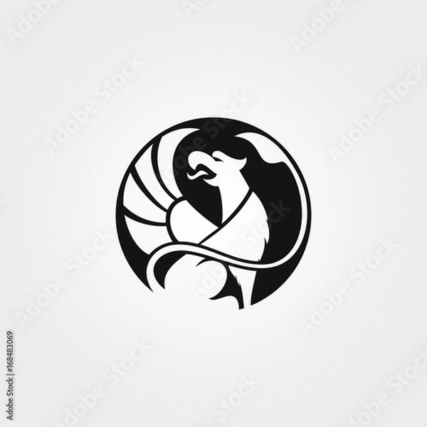 Fototapeta Vector logotype griffin in circle