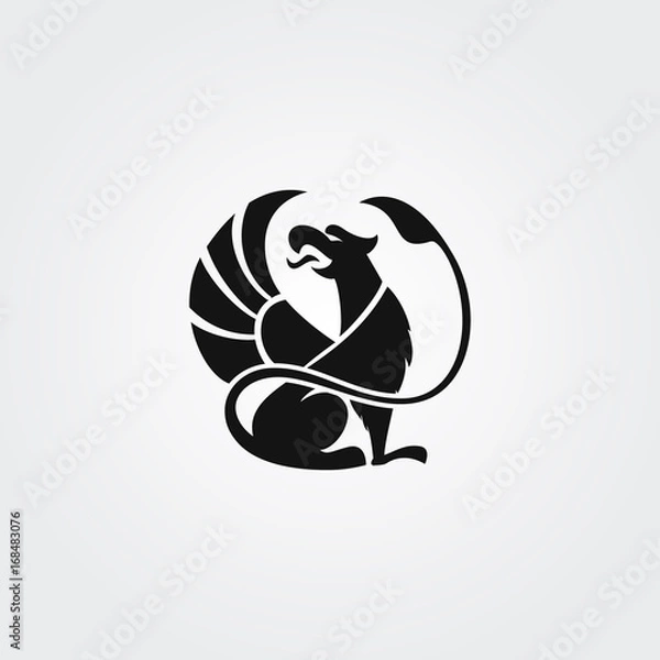 Fototapeta Vector logotype griffin in circle