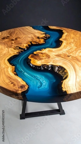Obraz Round table with resin river design
