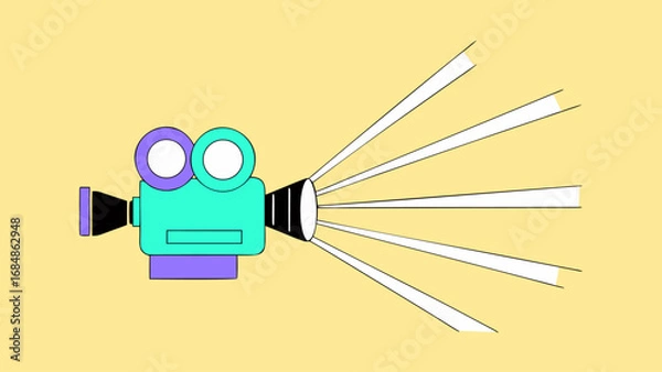 Fototapeta outline-vector-film-camera-with-light-rays-coming- (1)