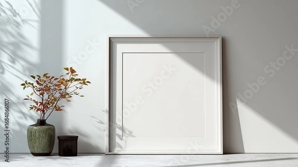 Fototapeta Minimalist Frame and Vase in Sunlit Interior