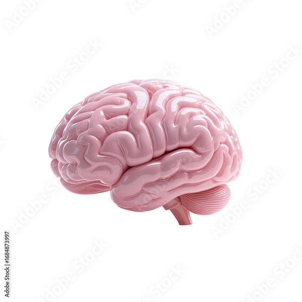 Fototapeta pink plastic model of human brain isolated on transparent background in png format