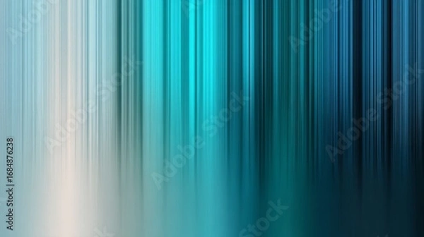 Fototapeta Abstract design featuring turquoise to blue gradient with vertical blur, minimalist motion blur concept, elegant modern background for cover, banner, or poster