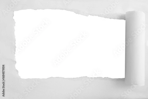 Fototapeta Torn paper with black background and copy space