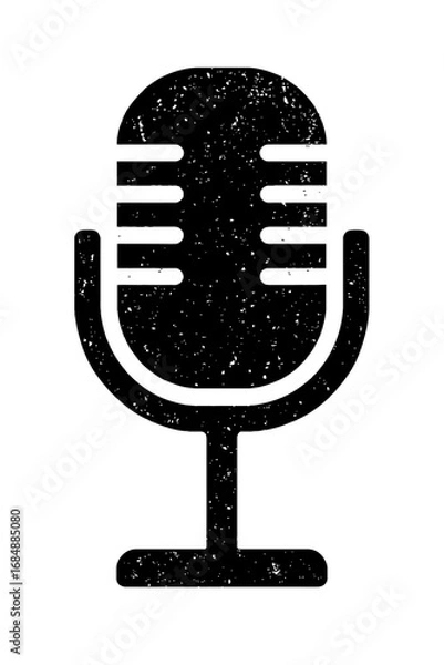 Fototapeta Hand-Drawn Retro Microphone - Grunge Vector for Music, Podcast, and Broadcast