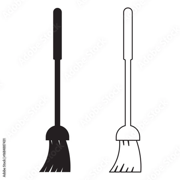 Fototapeta Cleaning Broom Icon in Solid Fill and Editable Stroke Style Vector Illustration