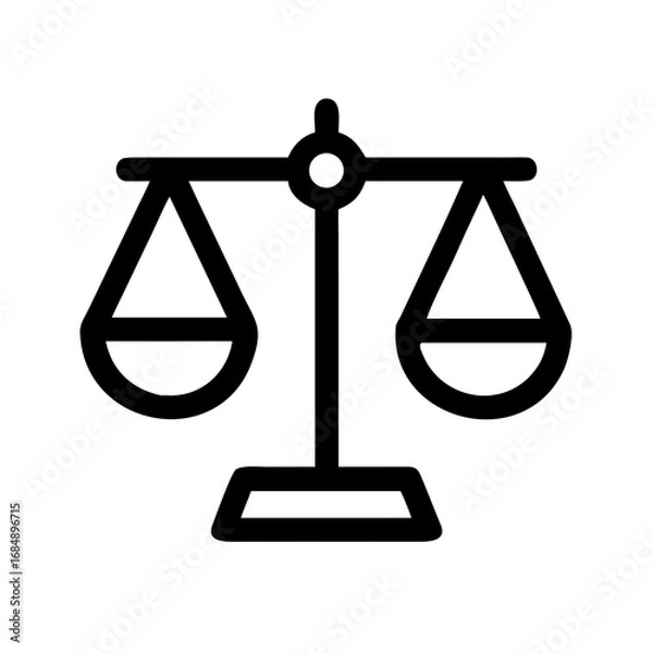 Fototapeta Illustration of a balance scale with two pans hanging from a central beam and a base for support