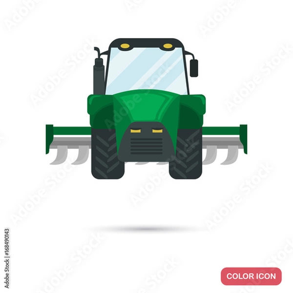 Fototapeta Agricultural plow tractor color icon for web and mobile design