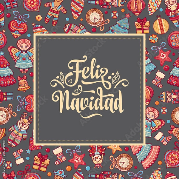 Fototapeta Feliz navidad. Xmas card on Spanish language