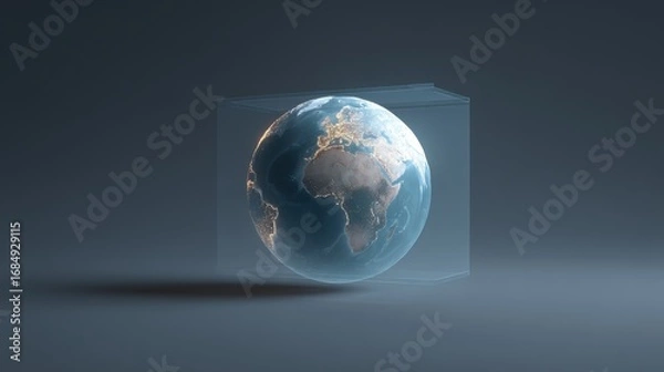 Fototapeta Earth inside a transparent cube