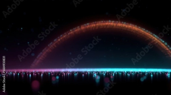 Fototapeta Glowing semicircle, light technology background
