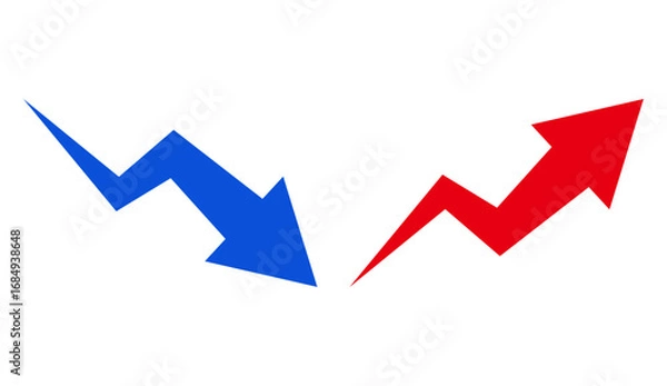Obraz ジグザグ型の上昇矢印と下降矢印のセット　ベクターイラスト素材　単品