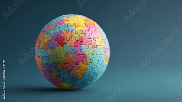 Obraz Puzzle globe on dark background