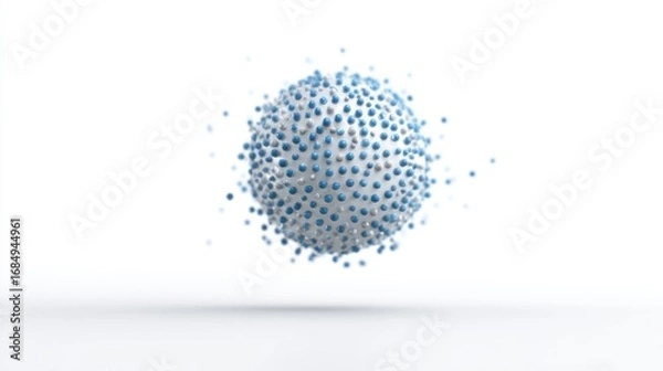 Fototapeta Abstract sphere composed of small blue particles on white background