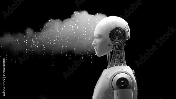 Fototapeta AI Brainstorm: Robot Mind and Data Cloud