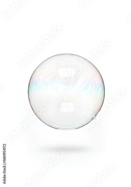 Obraz Iridescent soap bubble floating isolated on white background